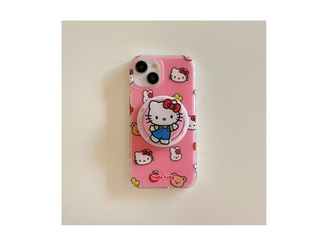 [아이폰12미니 헬로키티 케이스] 놓치지 마세요 TYREUS 핑크 헬로키티 맥세이프 그립톡 포함 아이폰 케이스 13미니 프로맥스 호환